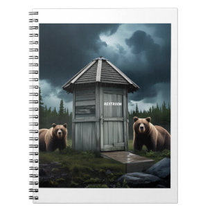 Restroom - Bear Outhouse Camping Notizblock