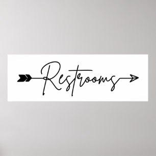Restrooms richtung sign right, Party Pfeil Poster