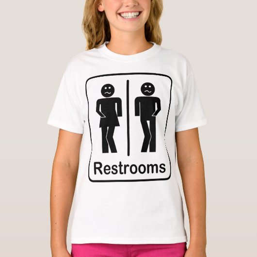Restrooms Sign Girls T - Shirt (Vorderseite)