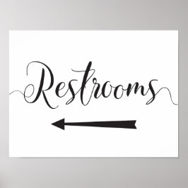 Restrooms Sign Wedding Directions Links Arrow Poster