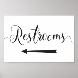 Restrooms Sign Wedding Directions Links Arrow Poster