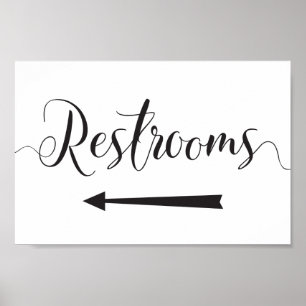 Restrooms Sign Wedding Directions Links Arrow Poster