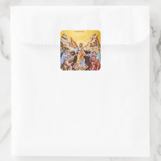 Resurrection of Christ Orthodox Christian Quadratischer Aufkleber (Tasche)