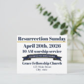 Resurrection Sunday Church Postcard Invite Postkarte (Stehend Vorderseite)