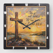 Resurrection's Light: Luke 24:6 Quadratische Wanduhr (Vorderseite)