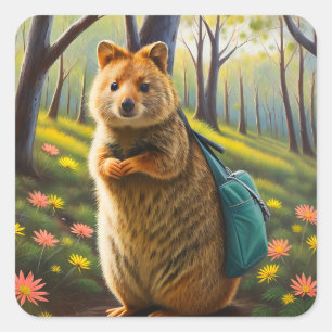 Retail Adventures: Mama Quokka geht einkaufen Quadratischer Aufkleber
