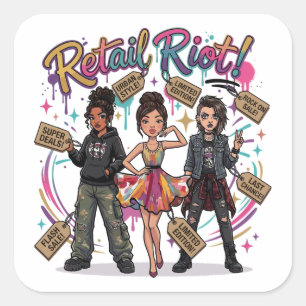 Retail Riot – Urbanes, Glamour- und Grunge-Mode-Tr Quadratischer Aufkleber