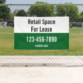 Retail Space For Lease Phone Number Green & White Banner (Insitu)