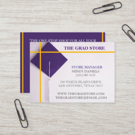 Retailer Yellow & Lila Graduation Cap Visitenkarte