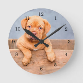 Retcue Dogue de Bordeaux Puppy French Mastiff Runde Wanduhr