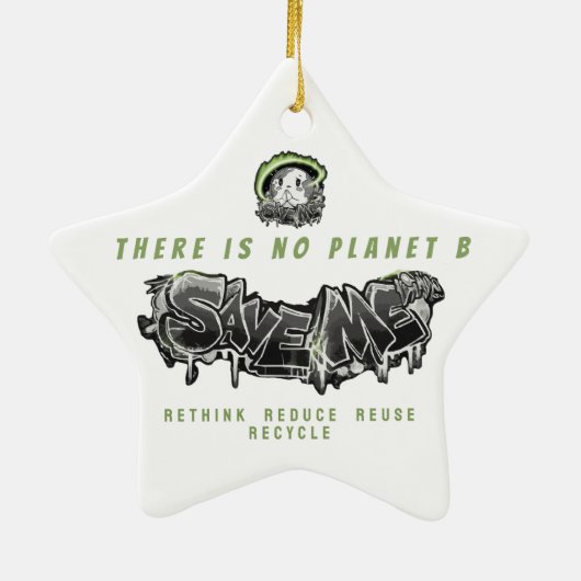 Rethink Reduce Reuse Recycle Save Earth Keramik Ornament (Hinten)