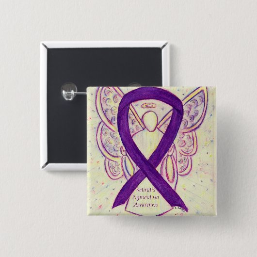 Retinitis Pigmentos Awareness Angel Ribbon Art But Button (Vorne & Hinten)