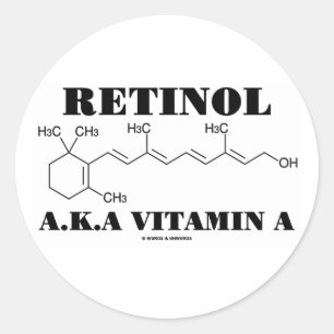 Retinol A.K.A. Vitamin A (Retinol Molecule) Runder Aufkleber