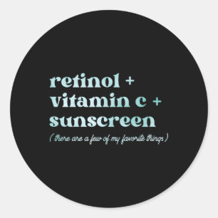 Retinol Vitamin C und Sonnenschutzmittel Ästhetik Runder Aufkleber
