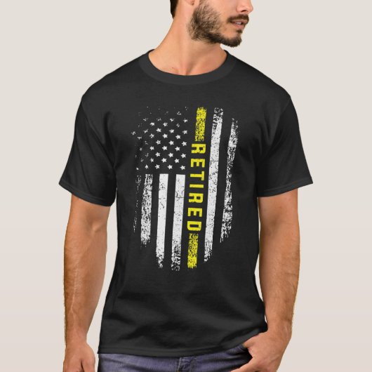 Retired 911 Dispatcher   Thin Yellow Line Flag T-Shirt (Vorderseite)