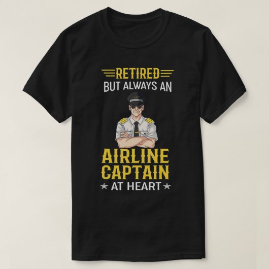 Retired Airline Captain Tshirt Aviation Airplane (Design vorne)