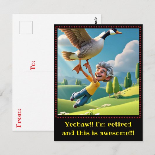 " RETIRED and HAPPY " Postkarte (Vorne/Hinten)
