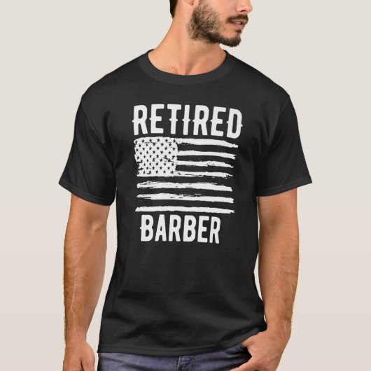 Retired Barber Profession American Flag Premium T-Shirt (Vorderseite)