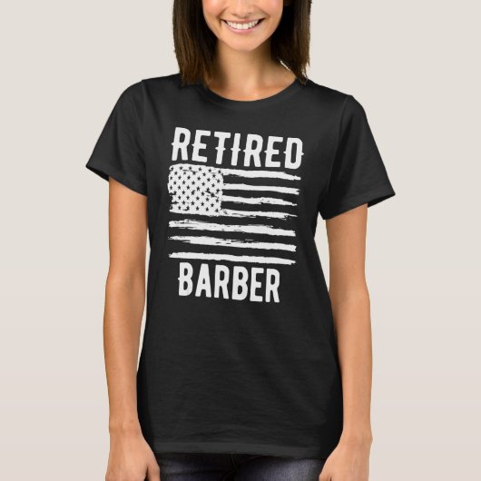 Retired Barber Profession American Flag T-Shirt (Vorderseite)