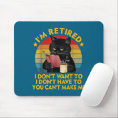 Retired Black Cat Coffee Funny Retirement 2026 Wom Mousepad (Mit Mouse)