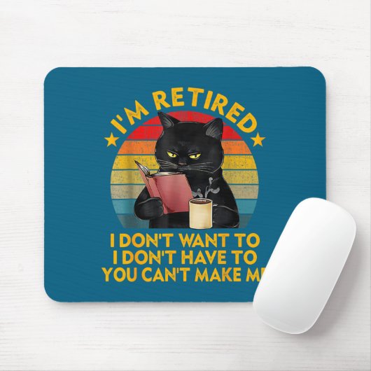 Retired Black Cat Coffee Funny Retirement 2026 Wom Mousepad (Mit Mouse)