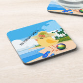 RETIRED CHICK: Küken am Strand Getränkeuntersetzer (Linke Seite)