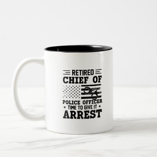 Retired Chief Of Police Officer -American-funny Zweifarbige Tasse (Links)