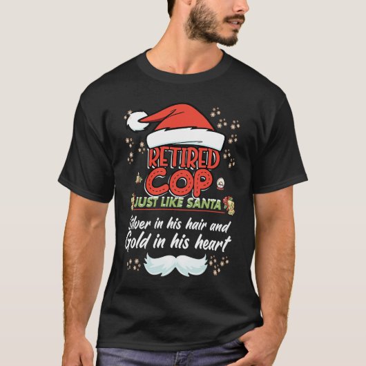 Retired Cop Christmas for Cop Grandpa T-Shirt (Vorderseite)