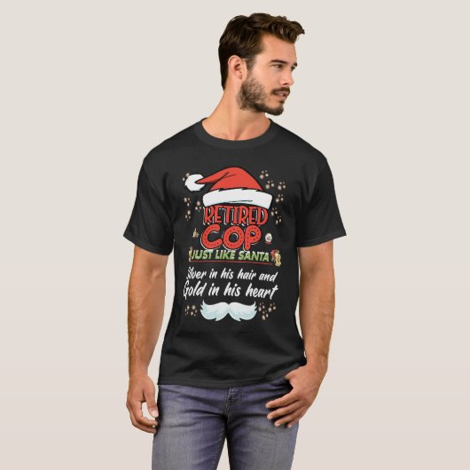 Retired Cop Christmas  for Cop Grandpa T-Shirt (Vorne ganz)
