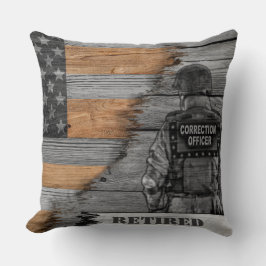 RETIRED Correction Officer Large Throw Pillow Kissen