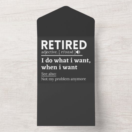 retired definition, funny retired all in one einladung (Innen Boden)