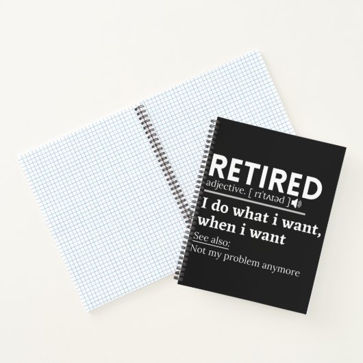 retired definition, funny retirement, retired notizblock (Innenseite)