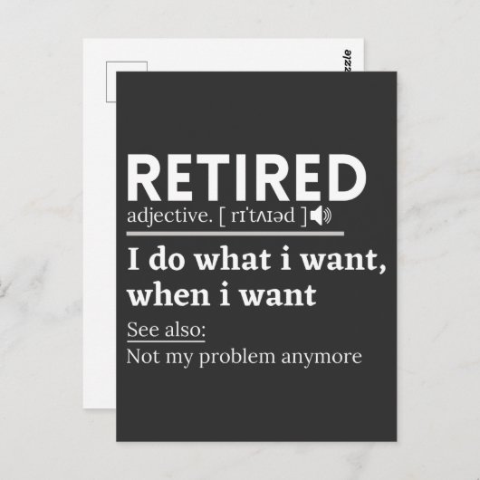 retired definition, funny retirement, retired postkarte (Vorne/Hinten)