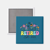 Retired Est 2025 Boho Floral Retirement Retire Tea Magnet (Vorderseite/Rückseite)
