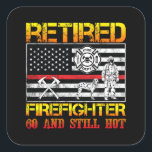 Retired Firefighter 60th Birthday Thin Red Line Quadratischer Aufkleber<br><div class="desc">The Perfect Birthday Sticker For A 60 Years Old Retired Firefighter, Fireman, EMS, EMT, Paramedic, Fire Captain Or Volunteer. A Retirement Gift For Those Who Worked In Emergency Services And For Someone Who Has Accomplished A Lot In Firefighting In His Life. Retired Firefighter 60 And Still Hot Is Great For...</div>