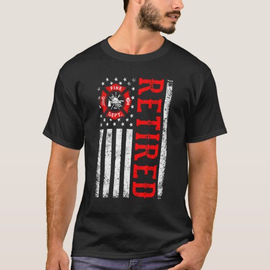 Retired Firefighter American Flag Funny Retirement T-Shirt (Vorderseite)