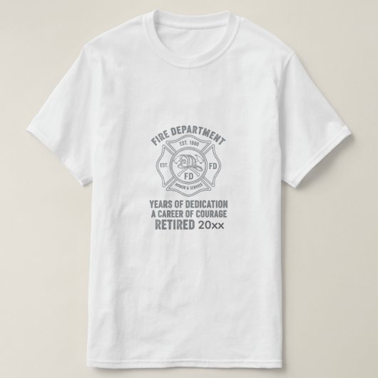 Retired Firefighter T-Shirt with Custom Years (Design vorne)