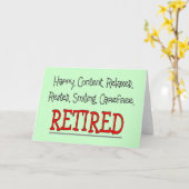 "RETIRED - Happy, Carefree, Relax"...Funny Karte (Gelbe Blume)