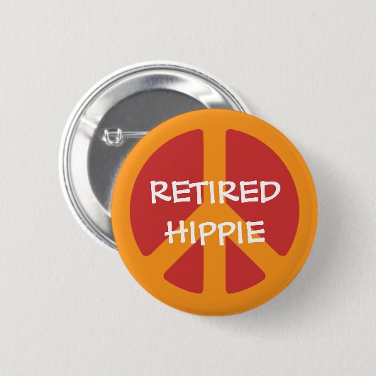 RETIRED HIPPIE: Friedenssymbol, remüde Hippie Button (Vorne & Hinten)