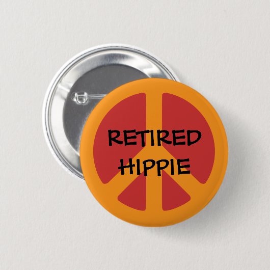 RETIRED HIPPIE: Friedenssymbol, remüde Hippie Button (Vorne & Hinten)