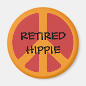 RETIRED HIPPIE: Peace Symbol, Remüde Hippie. Magnet (Vorne)