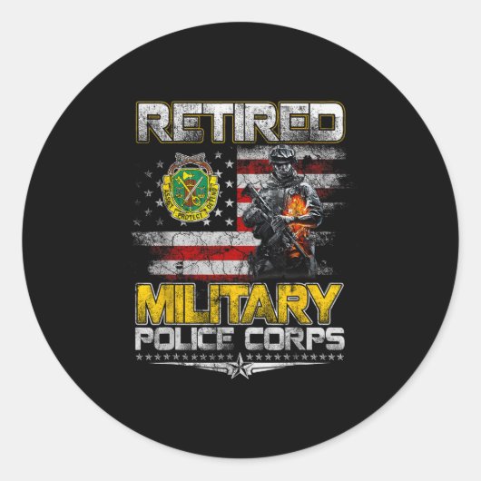 Retired Military Lice Veterans Day Patriotic Memor Runder Aufkleber (Vorderseite)