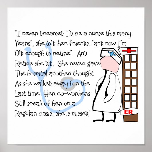"RETIRED NURSE" Geschenke der Geschichtskunst Poster (Vorne)