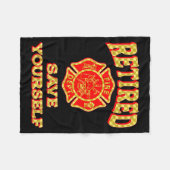 Retired Save Yourself Funny Fireman Retirement Vin Fleecedecke (Vorderseite (Horizontal))