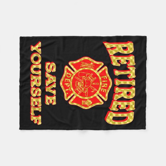 Retired Save Yourself Funny Fireman Retirement Vin Fleecedecke (Vorderseite (Horizontal))