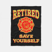 Retired Save Yourself Funny Fireman Retirement Vin Fleecedecke (Vorderseite)