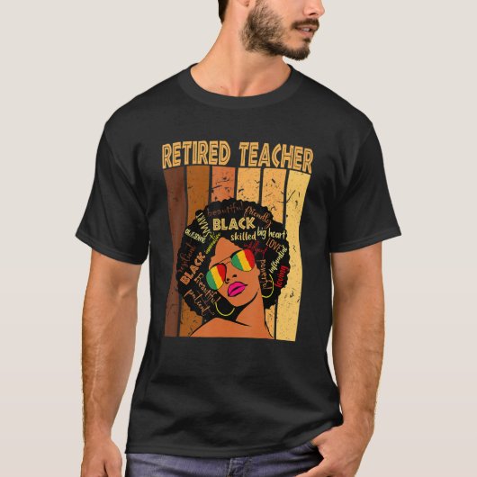 Retired Teacher Afro African American Black Histor T-Shirt (Vorderseite)