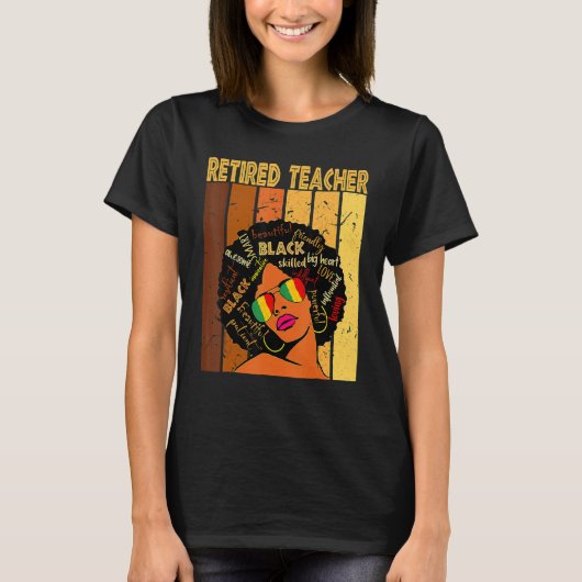 Retired Teacher Afro African American Black Histor T-Shirt (Vorderseite)