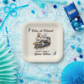 Retired Travel Theme Rolling into Retirement Train Pappteller (Party)