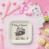 Retired Travel Theme Rolling into Retirement Train Pappteller (Party)